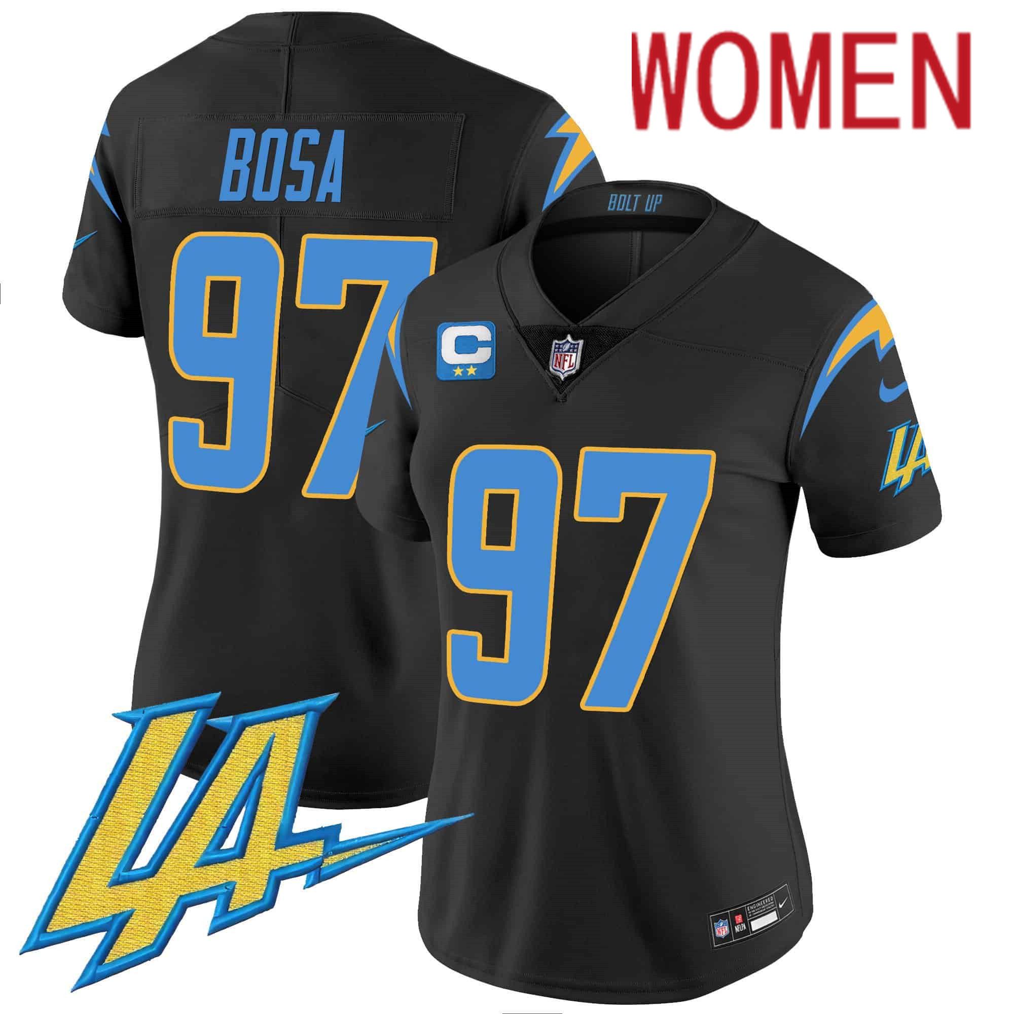 Women Los Angeles Chargers #97 Bosa Black 2024 Nike Vapor Limited NFL Jersey style 1